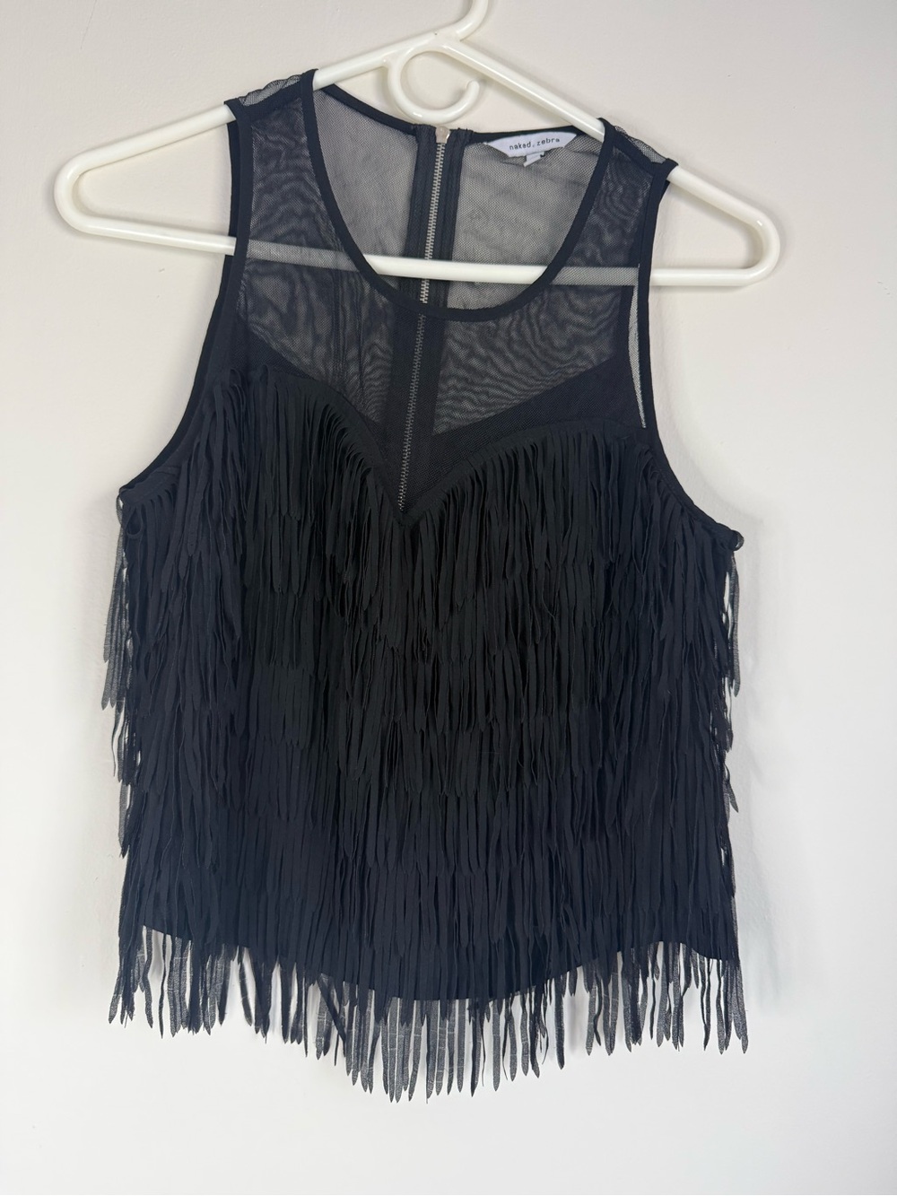 Black Fringe Mesh Tank - Picture 2 of 3